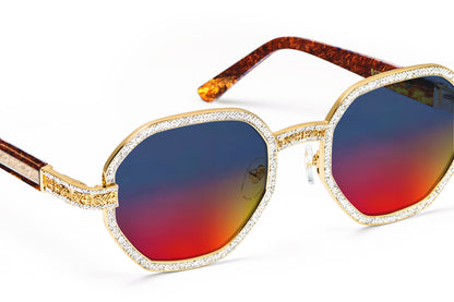 Nouvintage Aunt Viv's Firewood Magenta Geometric Sunglasses
