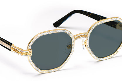 Nouvintage Aunt Viv's Black Gold High Fashion Geometric Sunglasses