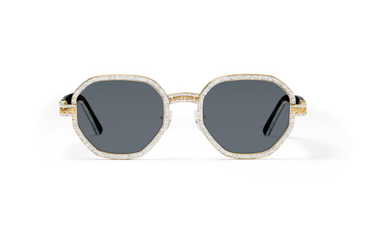 Nouvintage Aunt Viv's Black Gold High Fashion Geometric Sunglasses