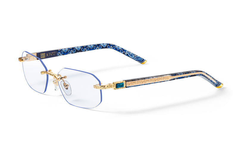 NEW Dave East 21 Gold Blue Paisley (Tanzanite) Clear