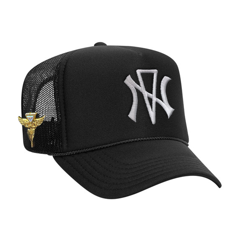 NVNY Black Snapback with Foreign Angel Pin